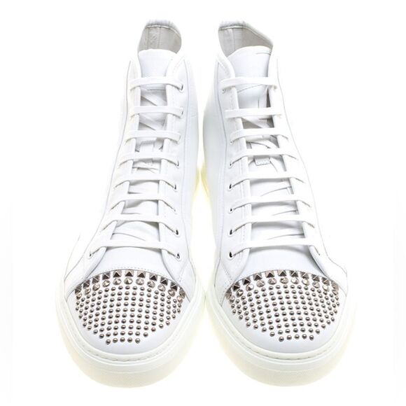 Gucci sneakers high top white leather trainers with studs. 38.5/8.5 - Picture 1 of 13